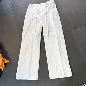 LOFT White Straight-Leg Linen-Blend Pants